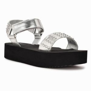 Nine West Comehere Studded Plateau Sandalen Zilver Nederland | SKL-761508